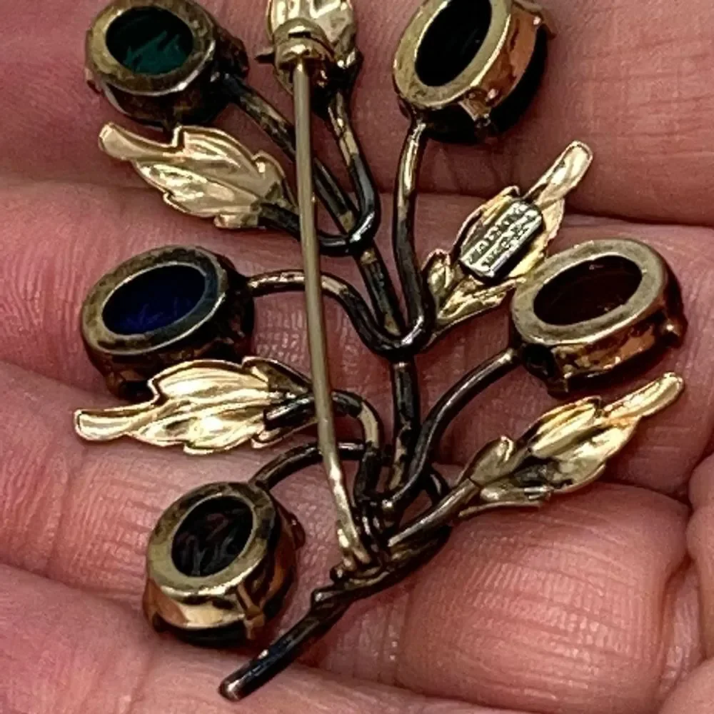 Vintage Binder Brothers 12KT GF Brooch Floral Leaf Scarab Pin  Signed BB